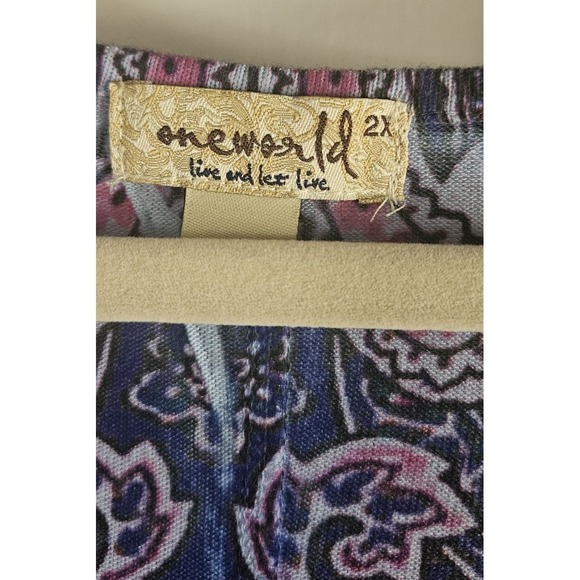 One World‎ lives and let live Paisley Scoop Neck Tunic knit embellished top 2X - Picture 5 of 8
